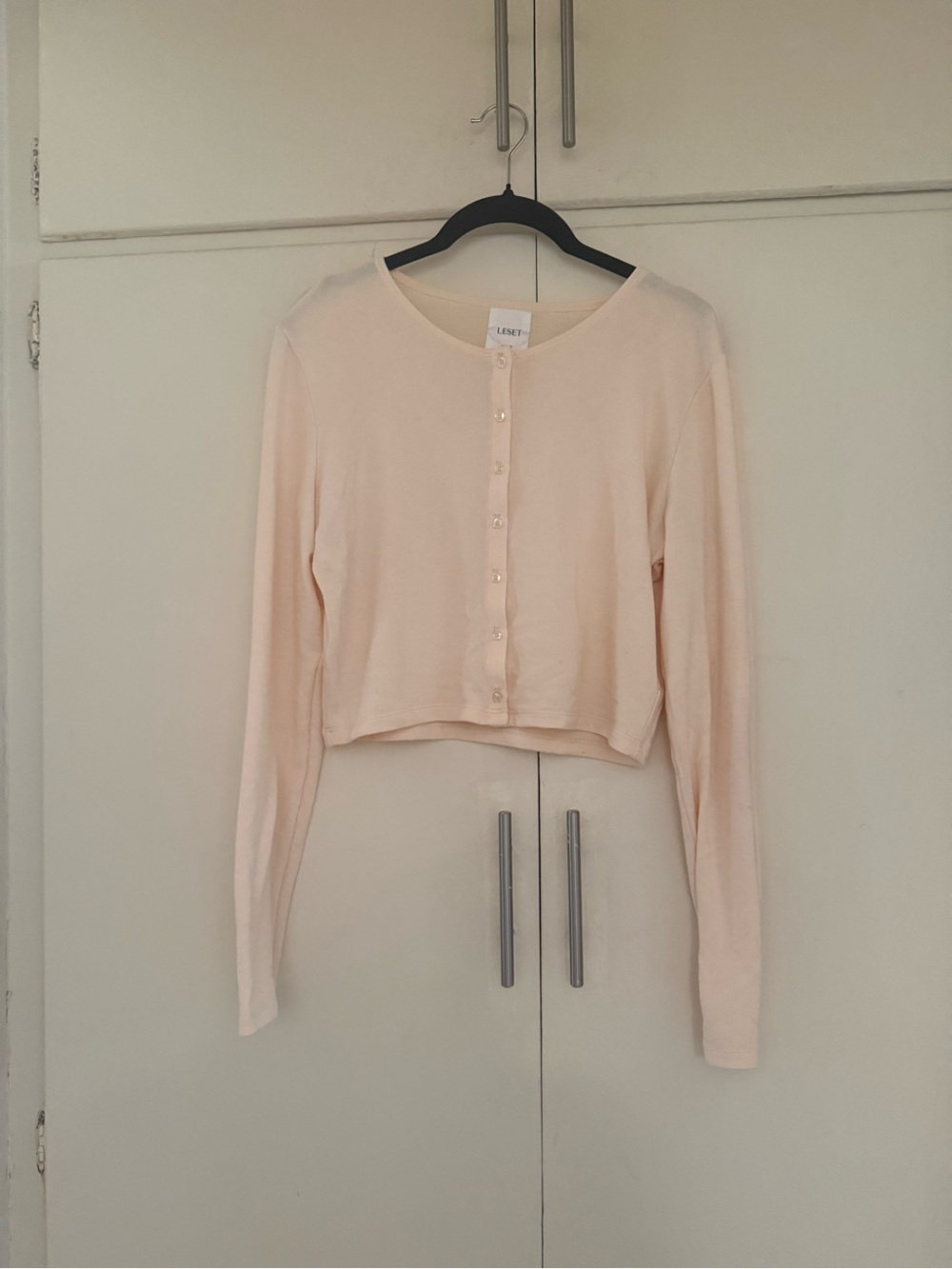 LESET Butter Peach Soft Cropped Cardigan $160 Retail
